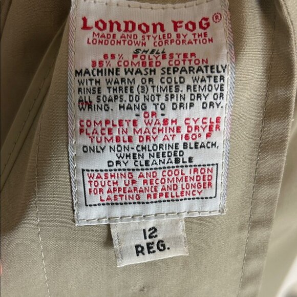 London Fog Women's Maincoats Khaki Trench Coat Removable Plaid Lining Size 12 - Picture 5 of 14